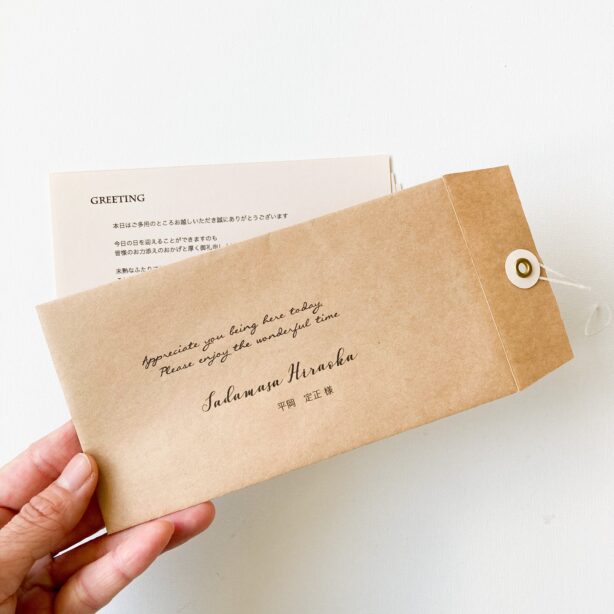 envelope：封筒 席札・メニュー