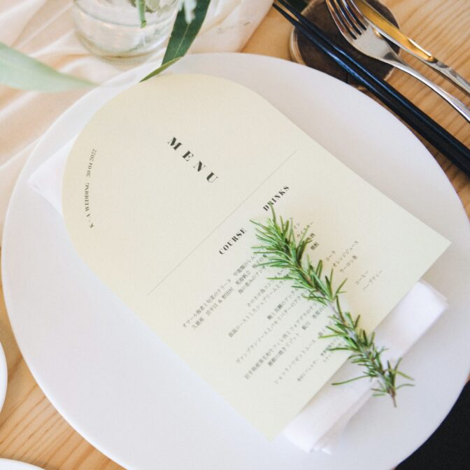 アーチ型メニュー表